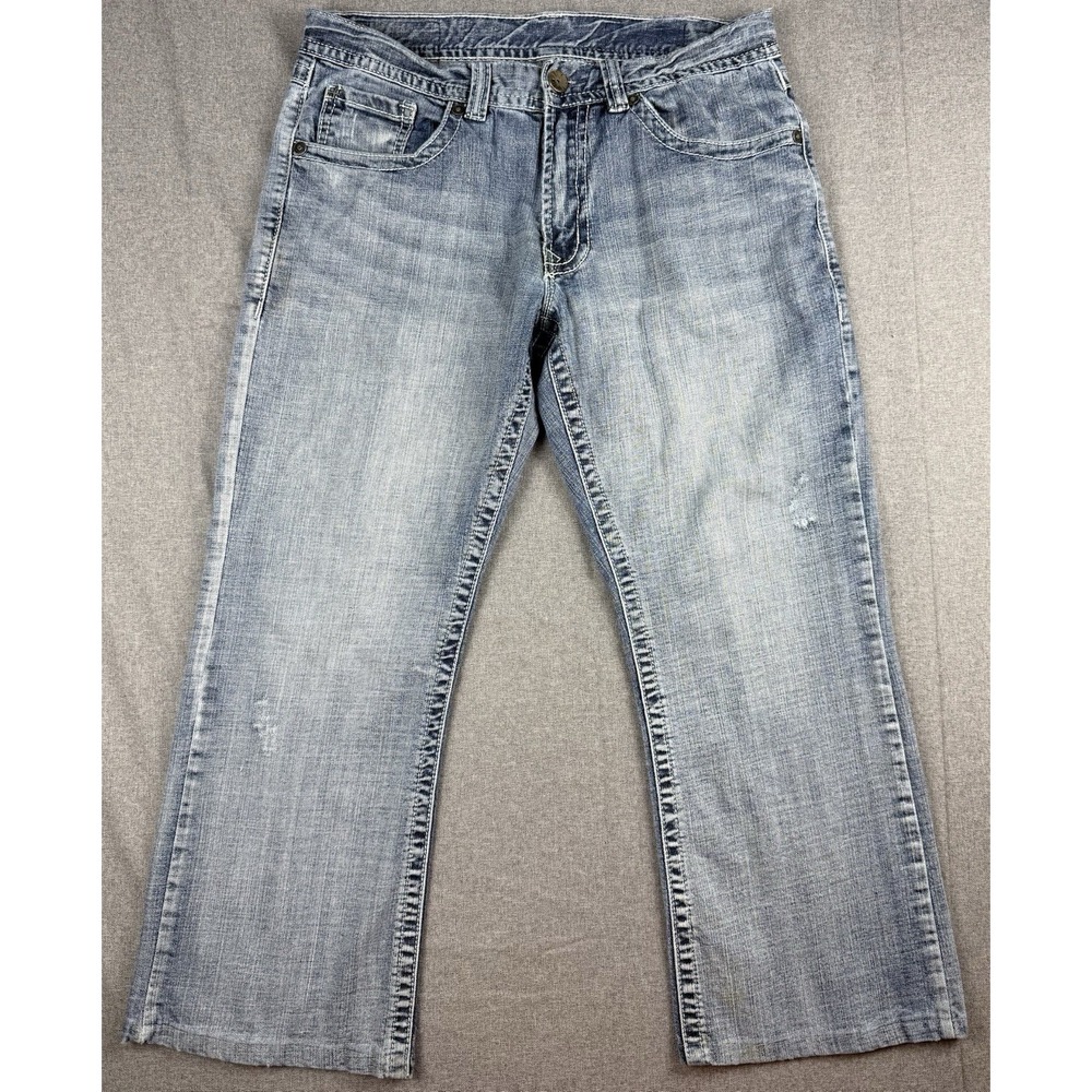 AXEL Brand Jeans Womens 32x30 Light Wash Bootcut Stretch Denim Distressed